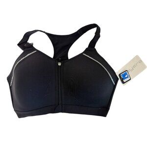 Layer 8 Maximum Support Size 1X Sports Bra Black Fitted Front Zipper NEW